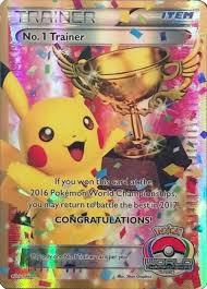 "Exclusive No. 1 Trainer card featuring custom tournament winner text and artwork."